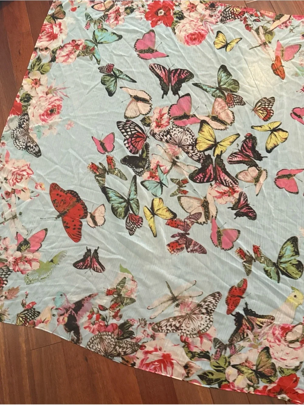 INC Women's Scarf Full Of Butterflies 46” X 46” Blue Background W Butterfly